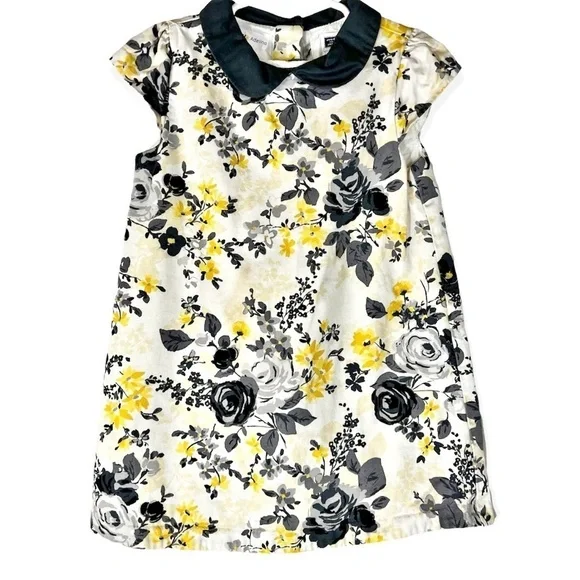 Janie & Jack Yellow and‎ Grey Floral Dress