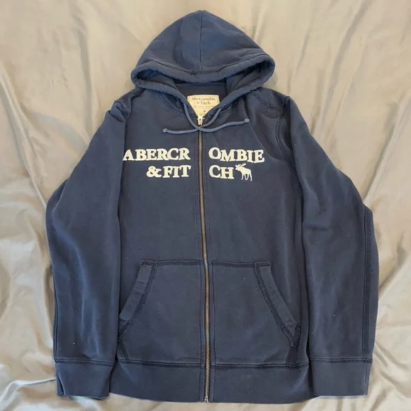 Vintage Abercrombie & Fitch Full Zip Hoodie Jacket Men’s M Distressed Y2K Retro