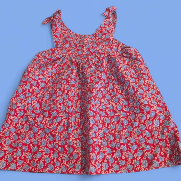 80s Vintage‎ Girls Homespun Floral Print Tie Summer Dress