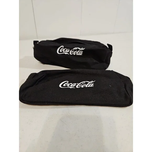 Coca-Cola Pencil Bag Set Of 2 New Black/white  Coca-Cola Logo