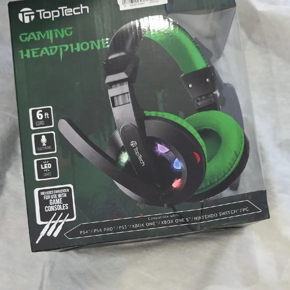 TopTech Green Gaming Headphones