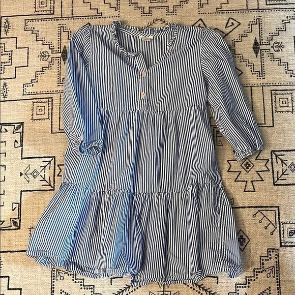 Nwot J.‎ Crew Blue Pinstripe Tiered Cotton Dress 6T