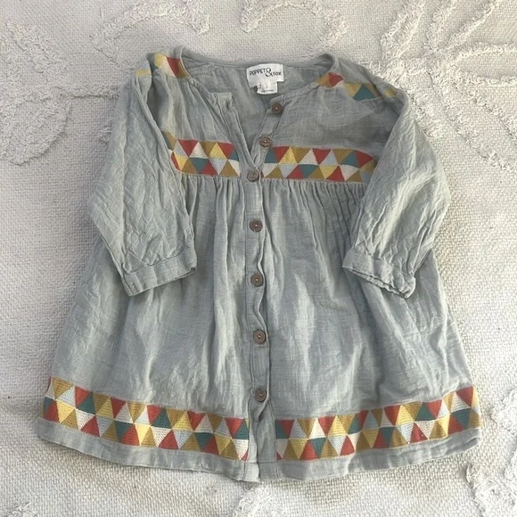 Poppet & FOX poppet and fox embroidered button down dress size 3T