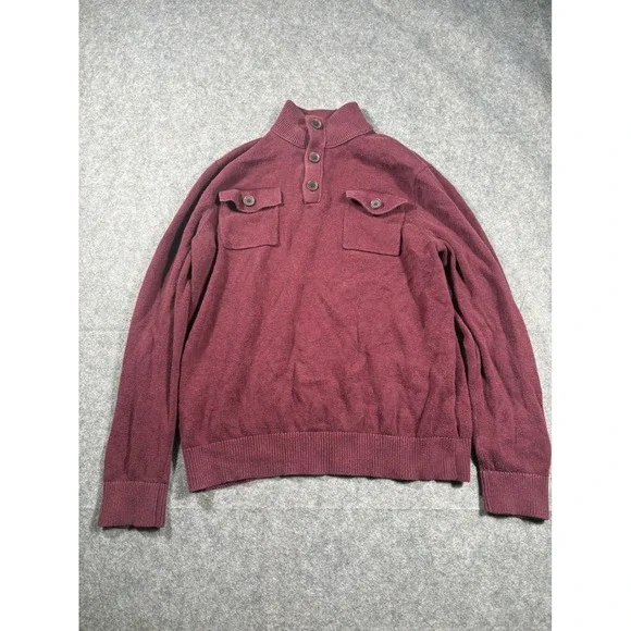 Banana Republic Burgundy Mock‎ Neck Button Pocket Sweater Men's Large