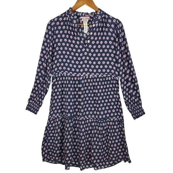 Scotch & Soda Dress Girls SZ 14 Park In Bloom Floral Maxi Dress Blue Long Sleeve