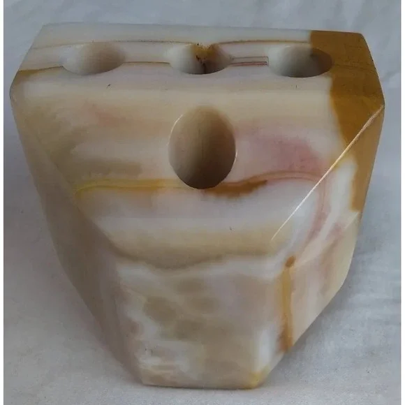 Agate‎ Pen Pencil Holder Paper Weight Light Brown Tan Office Gift 2.4
