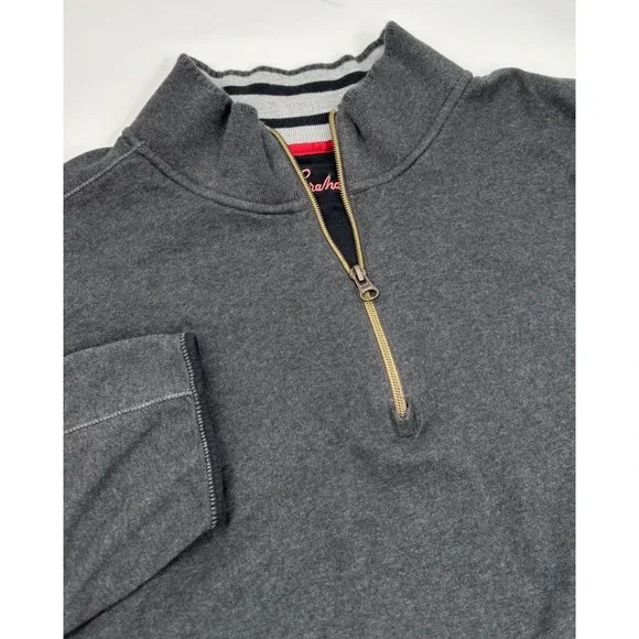 Robert Graham Men's 2XL Gray Cotton Classic‎ Fit Quarter Zip Pullover Sweater
