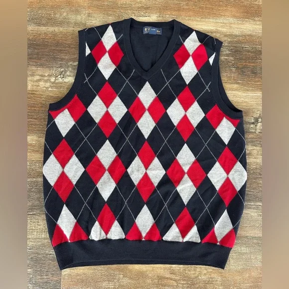 Brooks Brothers Merino Wool Sweater Vest Argyle Pattern Men’s Sz Large Preppy