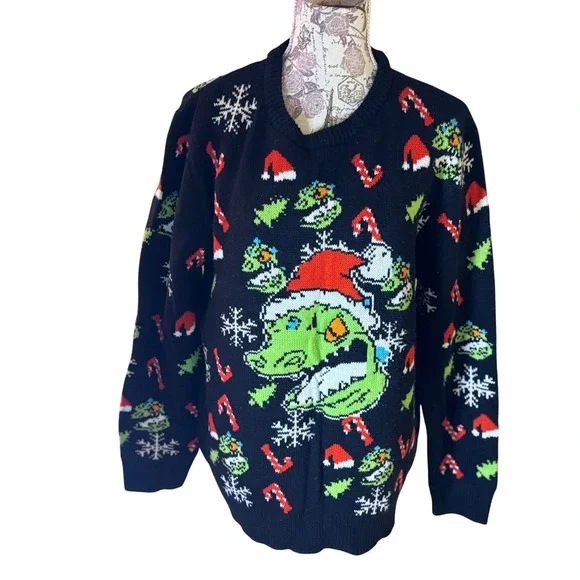 Nickelodeon RUGRATS REPTAR Christmas Ugly Sweater XL festive sweater gift‎