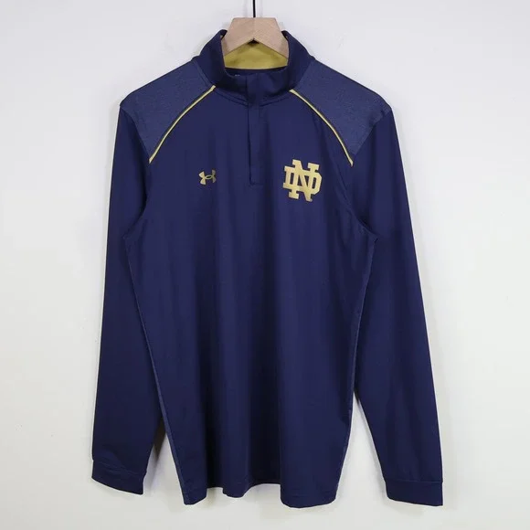 Under Armour Notre Dame Fighting Irish Quarter Zip Pullover Medium Navy Blue NWT