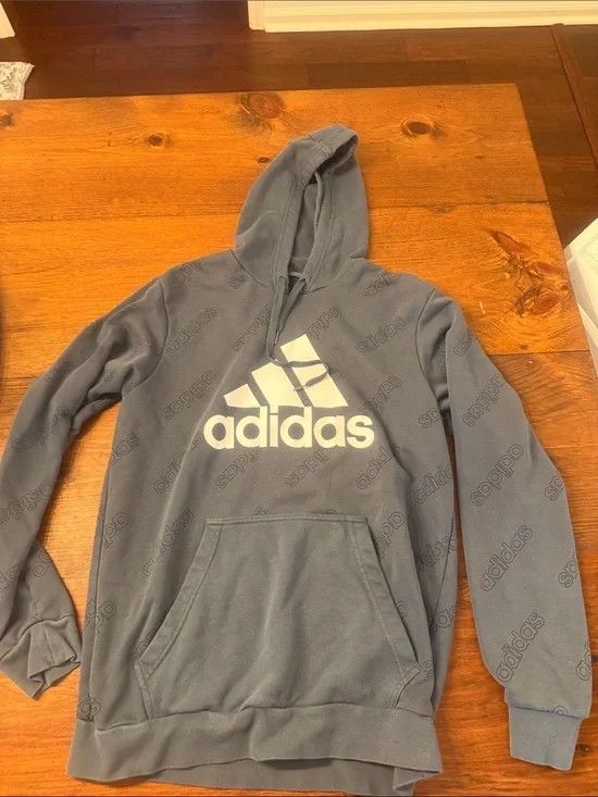 adidas Slate Blue Crewneck Hoodie with White Logo