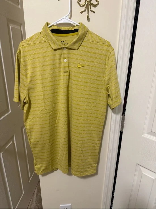 Nike Men’s Yellow Striped Dri-FIT Polo