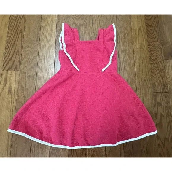 Janie Jack Jacquard‎ Dress Girls Size 5  Bright Pink Size Easter Party