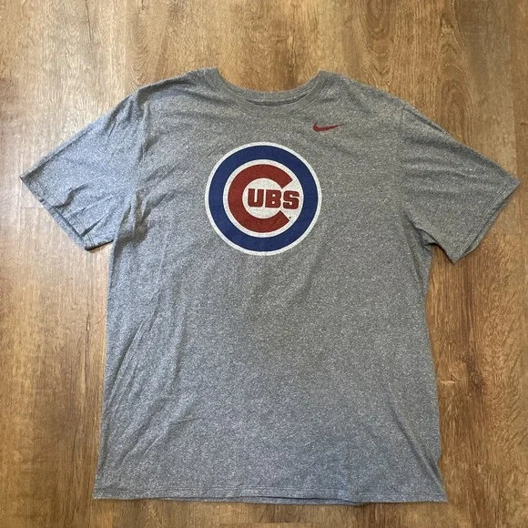 Nike Chicago Cubs Shirt Mens XXL Gray Crew Neck Dri Fit MLB