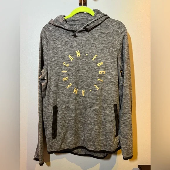 American Eagle Outfitters Heather Gray Extreme Flex Hoodie Sweatshirt with hood