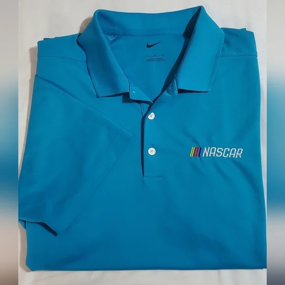 Nike Nascar Men's Teal Polo Shirt with Nascar Logo. Sz L