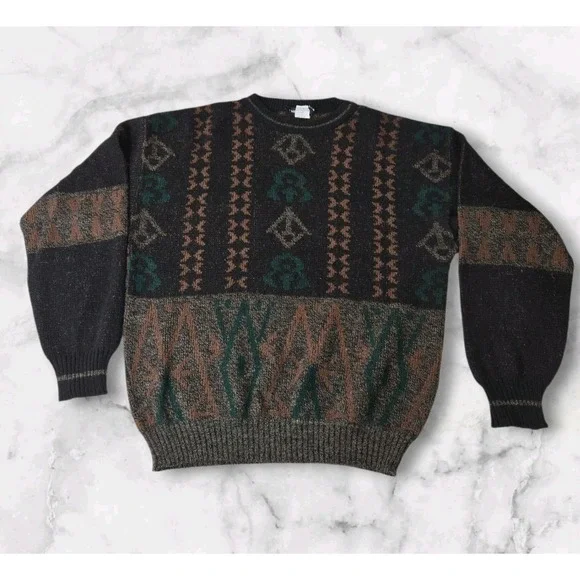 Metropolis Mens Sweater‎ XL Wool Blend Brown Made In Italy