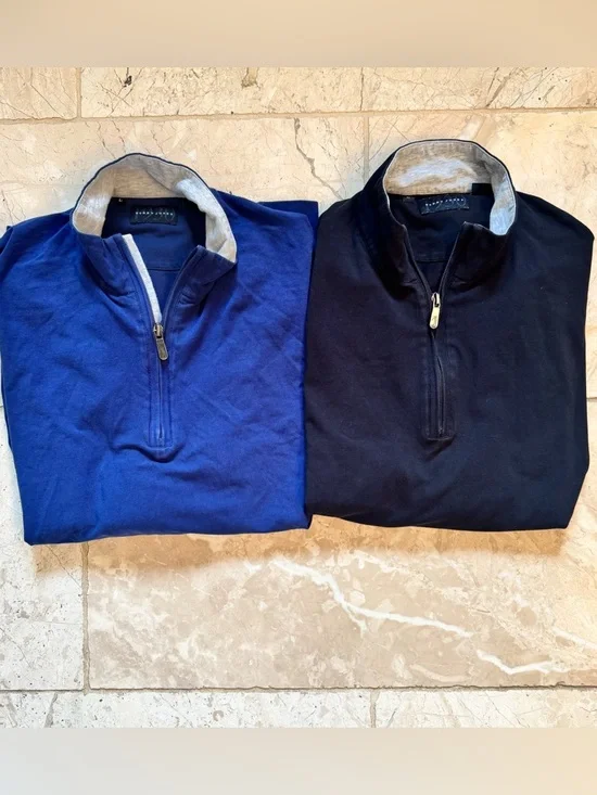 Bobby jones Pima cotton zip black blue golf pullover sweater lot Sz L