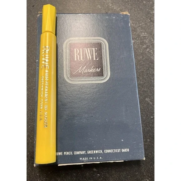 Vtg‎ NOS Boxed RUWE Felt Markers No. 1050 Yellow Set of 6 Permanent Ink Made USA