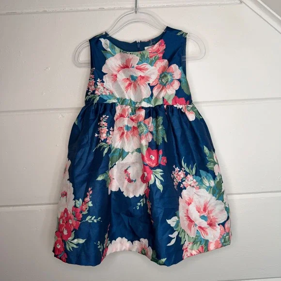 NEW Gymboree 18-24 Months Floral Dress‎ Formal Wedding Derby Spring Blue