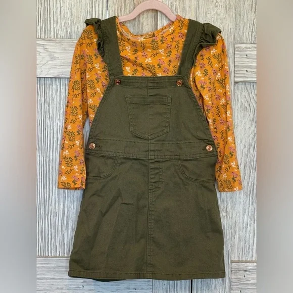 BCBG Overall Denim Dress w/ Floral Top sz 5