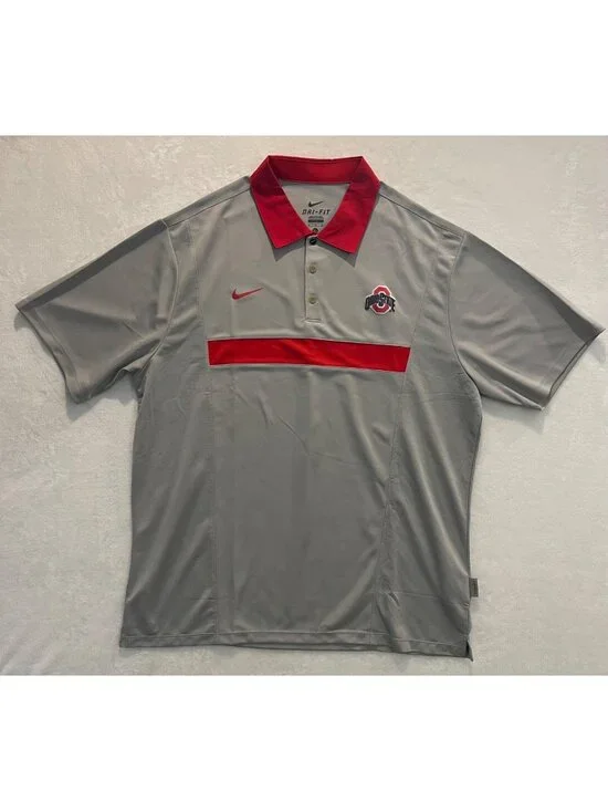 Nike Dri-Fit Ohio State Buckeyes Polo Gray SS Men's XL