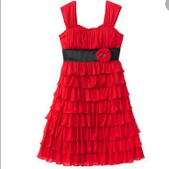 🥰My Michelle Red Ruffled Kids Dress Size 14