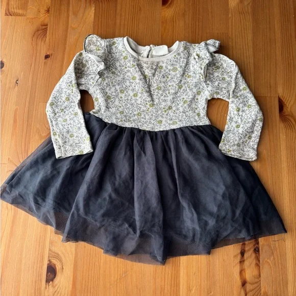 Girls' Zara Baby Floral/Black Tulle Dress Size 12/18 Months