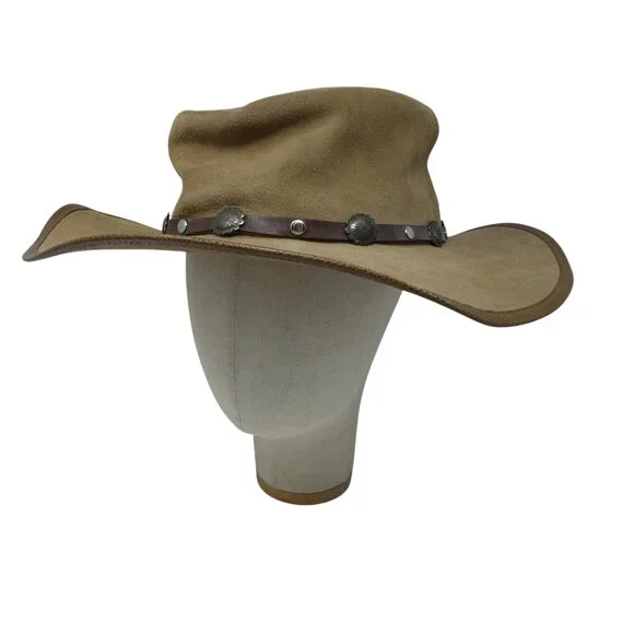 Winfield Cover Co Brown Leather Concho Trim Broken In Western Hat