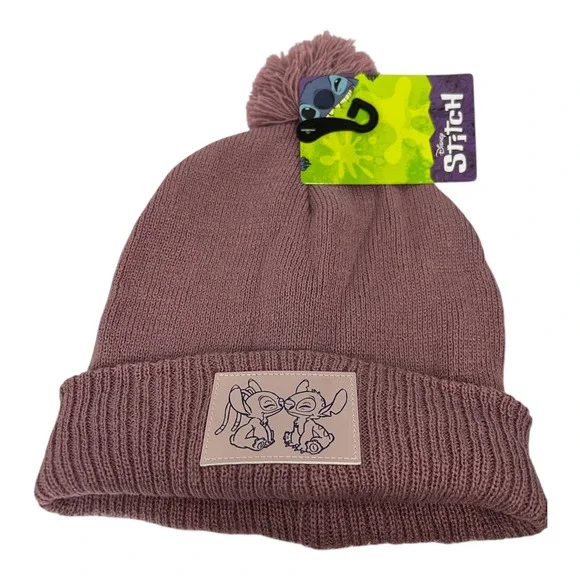 Disney Beanie Hat OSFM Pink Knit Pom Pom Adult One Size Fits‎ Most