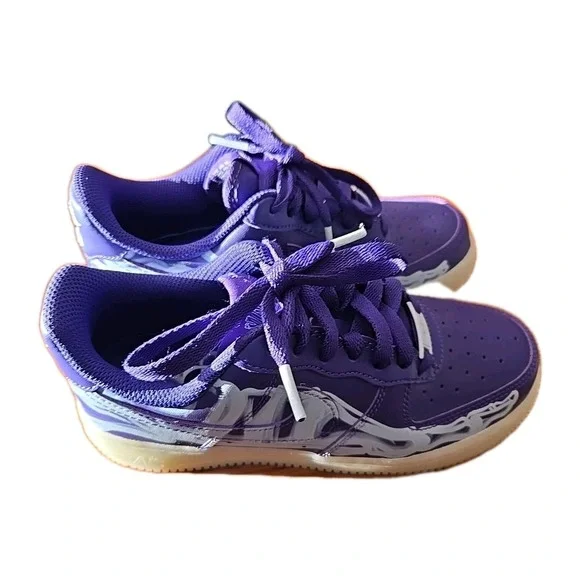 Size 4 - Nike Air Force‎ 1 Low Purple Skeleton Sneakers