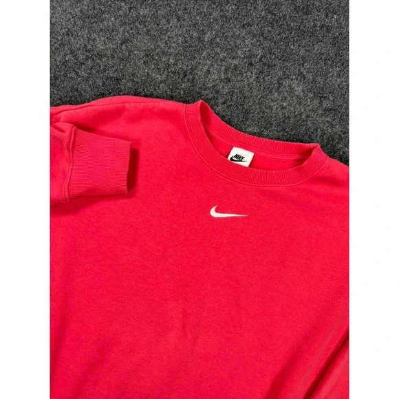 Nike Swoosh Center Check Crewneck Sweatshirt Coral Pink Large