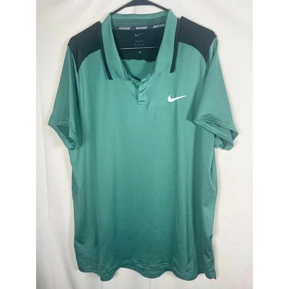 Nike Court Men's Polo Tennis Shirt Dri Fit Green Black Size XL