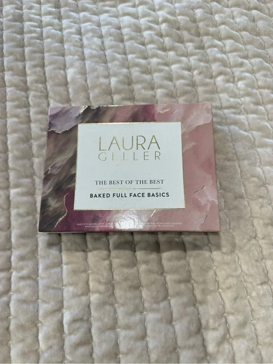 Laura Geller Pink and Mauve Marble Face Palette with Gold Accents