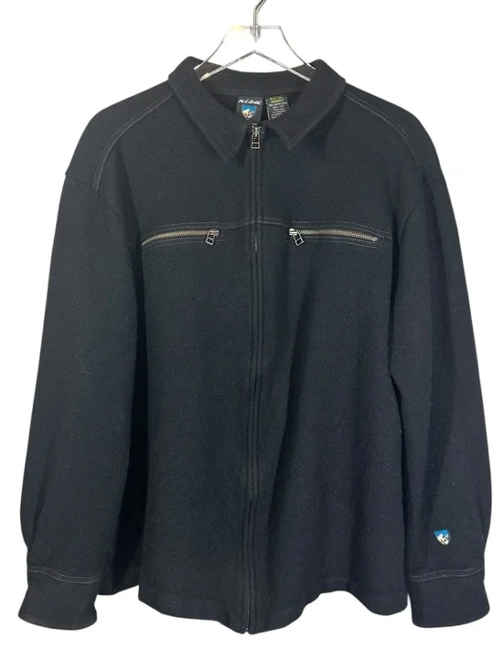 KUHL Men's XL Black 100% Merino Wool Full Zip Sweater Jacket