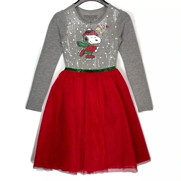 ❤️ Girl’s Peanuts Snoopy Christmas Dress - Cinderella Style