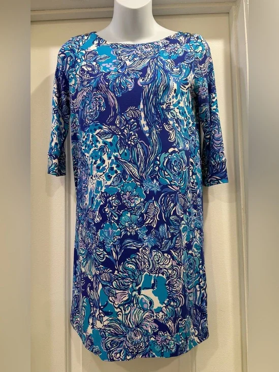 Lilly Pulitzer Sophie Girls Dress Royal Purple Cat Call Size XL 12/14