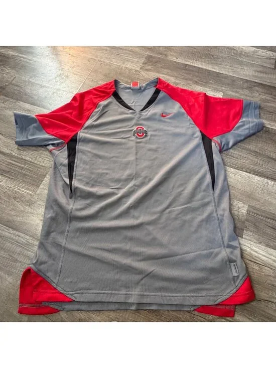 Nike Ohio State Buckeyes Gray & Red Dri-Fit Short Sleeve Shirt XL