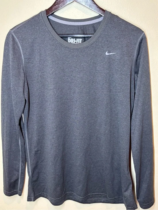 Nike Dri-FIT Men's Long-Sleeve Performance Shirt - Gray, large