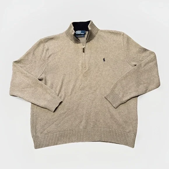 Polo‎ by Ralph Lauren Men's Pullover Quarter Zip Cotton Knit Gray XXL