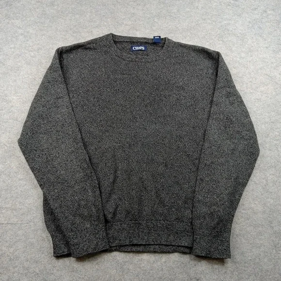 Chaps Sweater Mens Large Gray Crewneck Knit Pullover Material Tag Missing Casual