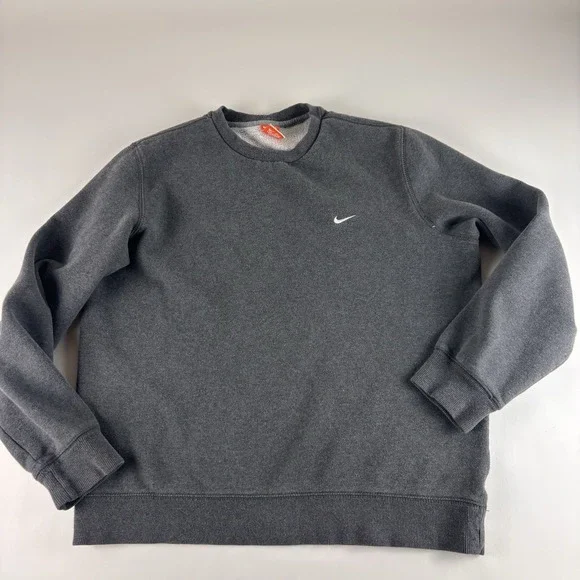 Nike The Athletic Dept Gray Sweater Size XL Mini Swoosh Embroidered‎ Y2K