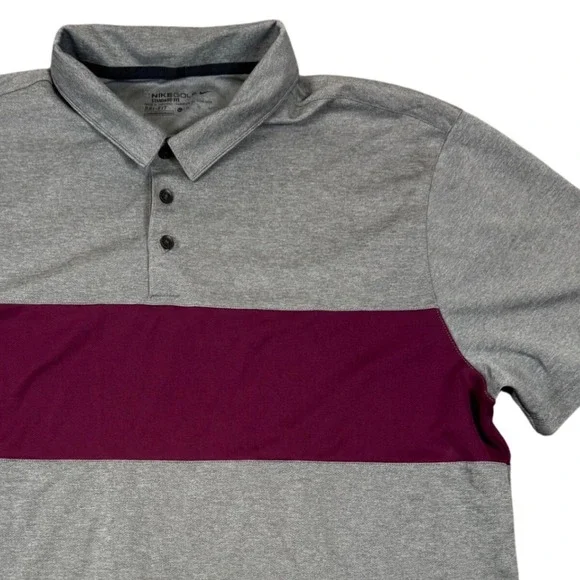 Nike Golf Dri-FIT Polo Shirt Mens Extra Large XL‎ Gray Maroon