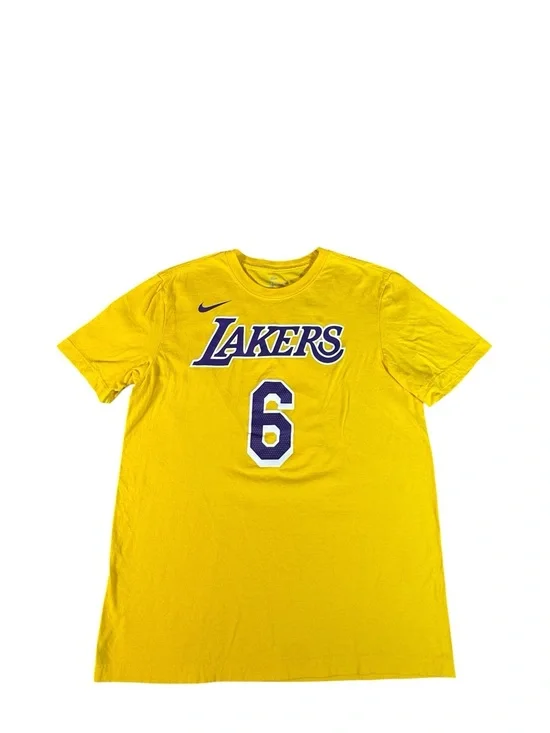 Nike LeBron James #6 Los Angeles Lakers NBA T-Shirt Men's Medium Yellow Tee