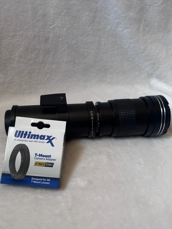 420-800mm Super Telephoto Zoom Lens w/ T-Mount Adapter Manual Focus Camera Lens