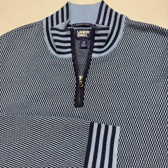 Lands End Sweater Mens Medium Blue Business Casual Supima‎ Cotton Hike Cozy