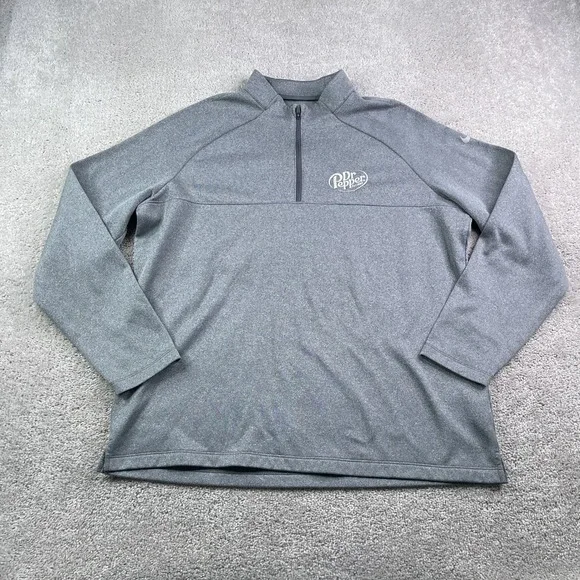 Nike Sweater Mens XL Gray Therma Fit Fleece Dr Pepper Quarter Zip Pullover