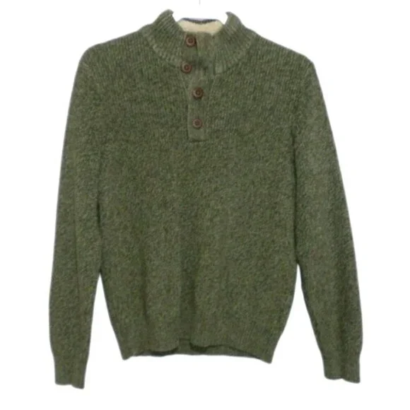 G.H. BASS & CO green heavier weight pullover sweater 100% cotton men's size L