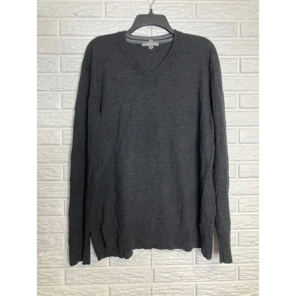 Smartwool merino wool blend v-neck sweater charcoal gray men's size XXL winter