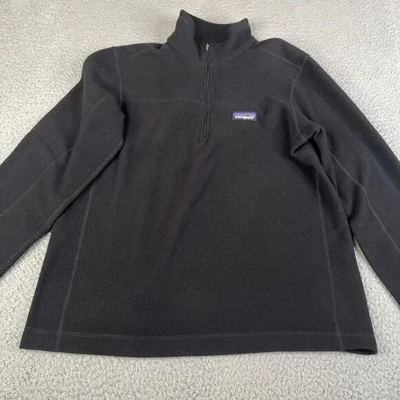 Patagonia Fleece Pullover Mens S Black Quarter Zip Outdoor Sweater Hiking Layer